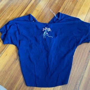 Embroidered navy top